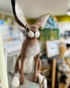 Brown and cream hand made crafted felt hare